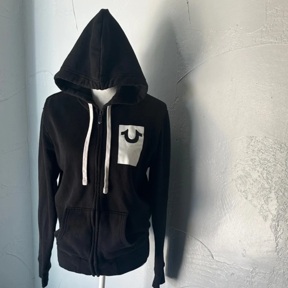 True Religion Black Hoodie with White Accents